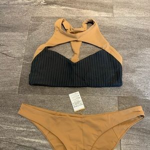 Boys and Arrows Mack the Murderer Bikini Top in Camel and Gray